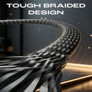 📱65W Braided Fast Charge Cable With Built-in Phone Stand