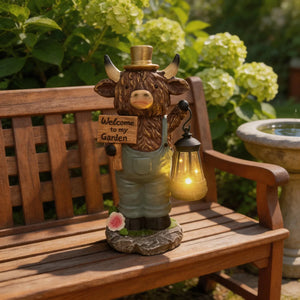 HighlandGlow – Solar Highland Bull Garden Welcome Light