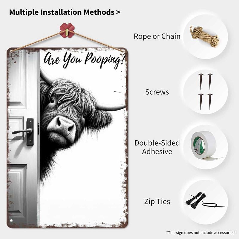 RusticGraze – Vintage Highland Cow Wall Sign