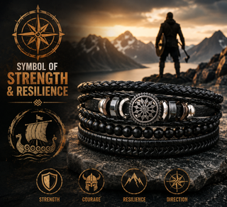 VikingCompass – Norse Leather Guidance Bracelet