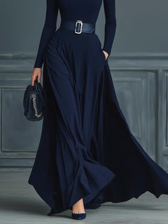 NavyElegance – Knitted High-Neck Dress