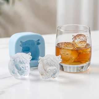 🐮🧊 Mini Highland Cow Ice Cube & Dessert Mold 🍪 Cute 3D Ice for Drinks, Parties & Gifts💕