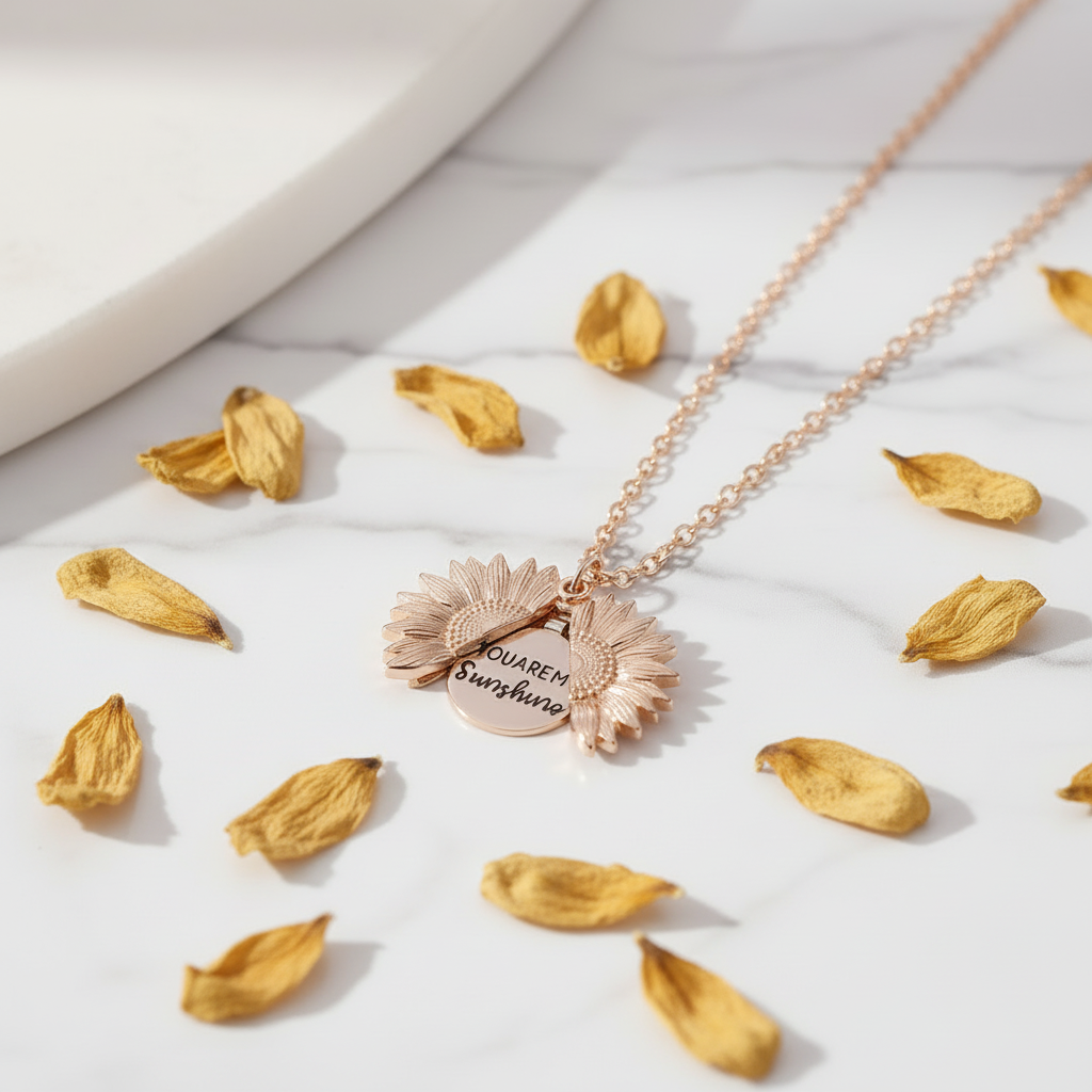 白色大理石+向日葵花瓣场景