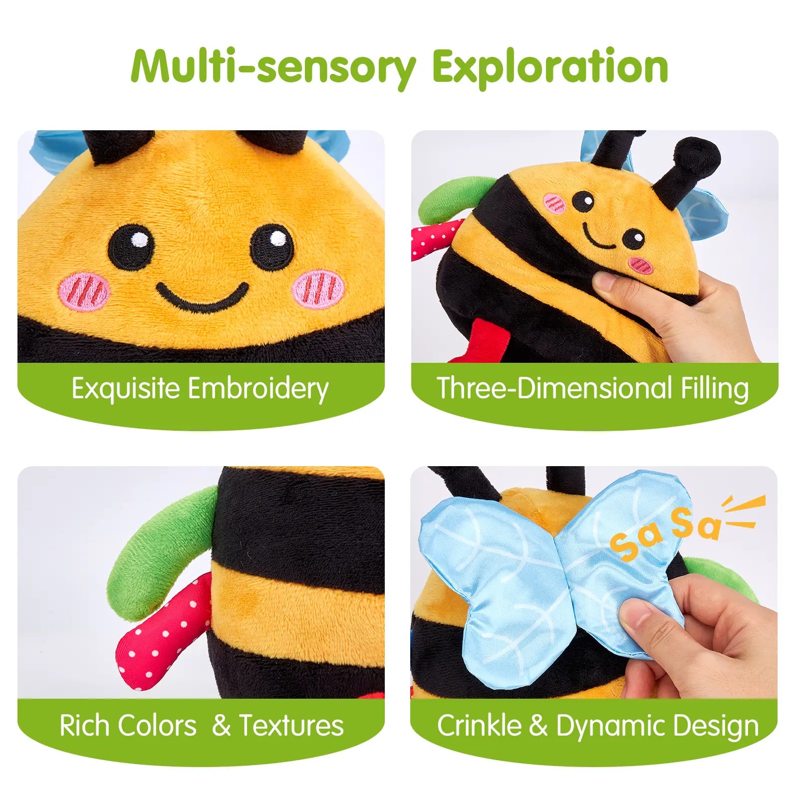 Crawling Musical Dancing Bouncing Learning Bee Plush,Abeja que baila/Abeja que canta/ Interactive,48 Songs & Repeat what you say,Tummy Time Toy infant toy for Birthday 0-3 Months/6-12 Months,Cute Gifts Play