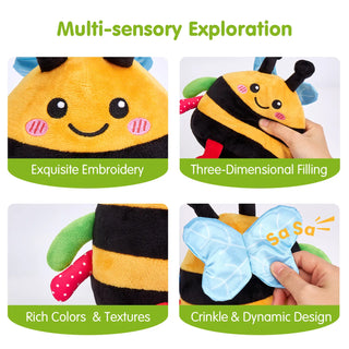 Crawling Musical Dancing Bouncing Learning Bee Plush,Abeja que baila/Abeja que canta/ Interactive,48 Songs & Repeat what you say,Tummy Time Toy infant toy for Birthday 0-3 Months/6-12 Months,Cute Gifts Play