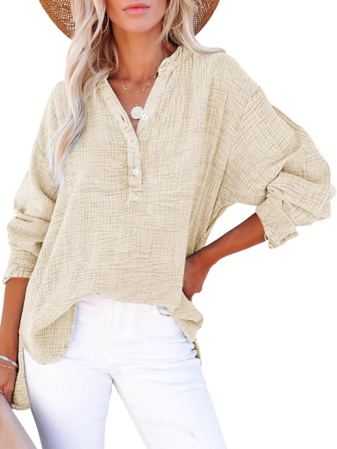 Velura - Relaxed Fit V-Neck Blouse – Soft & Effortless Style