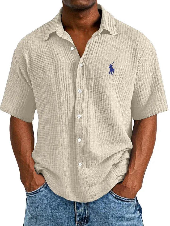 🔥Men's Casual Loose And Comfortable Textured Short-sleeved Shirt