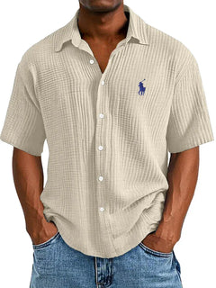 🔥Men's Casual Loose And Comfortable Textured Short-sleeved Shirt