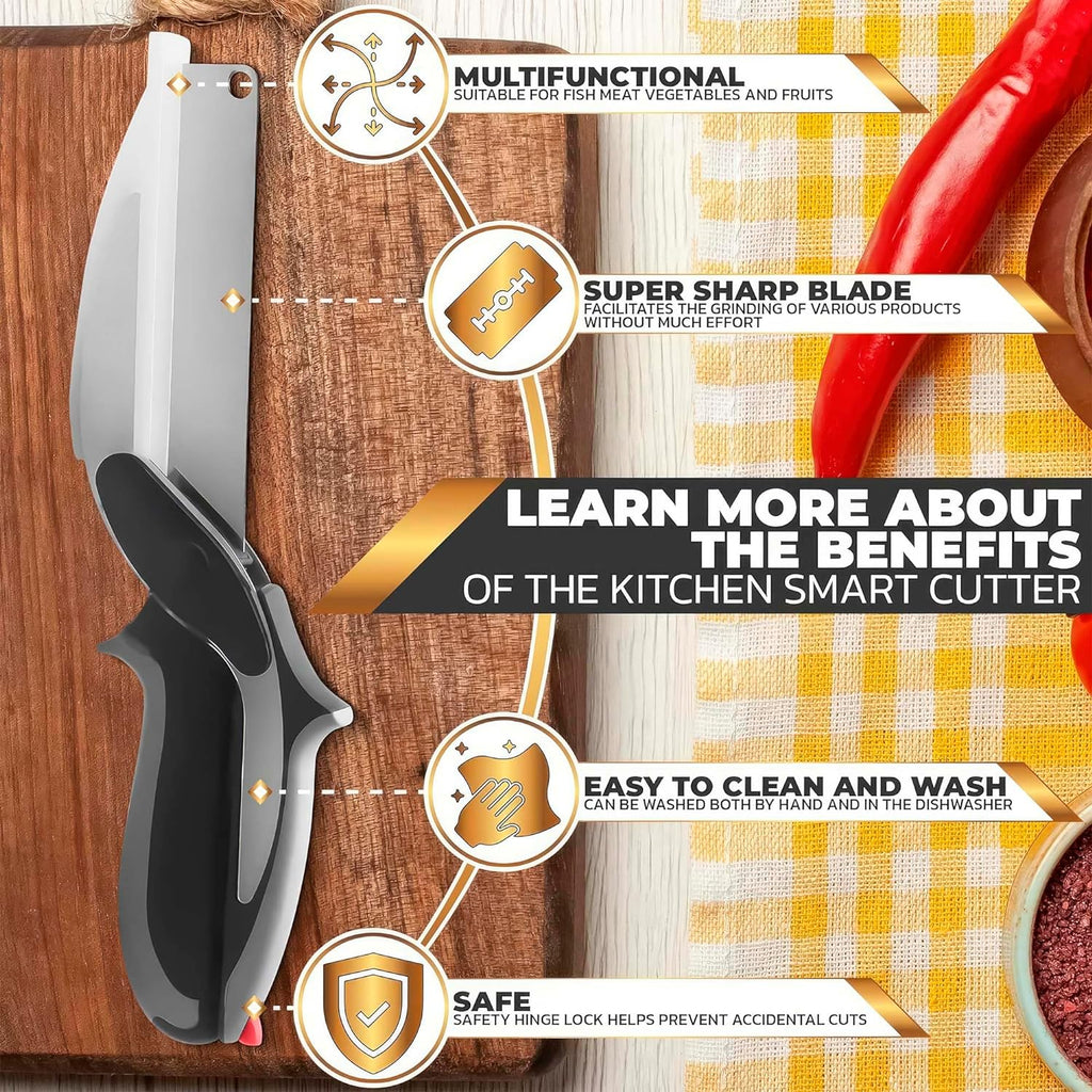 TitanChef –  Stainless Slicer Scissors With Built-in Cutting Board