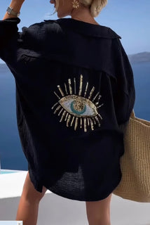 ShineFlow – Elegant Sparkle Button Shirt