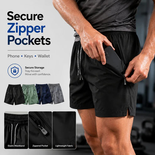 ❄️ Ice Silk Quick-Dry Athletic Gym Shorts 4-Piece Pack – Unrestricted Breathable Comfort