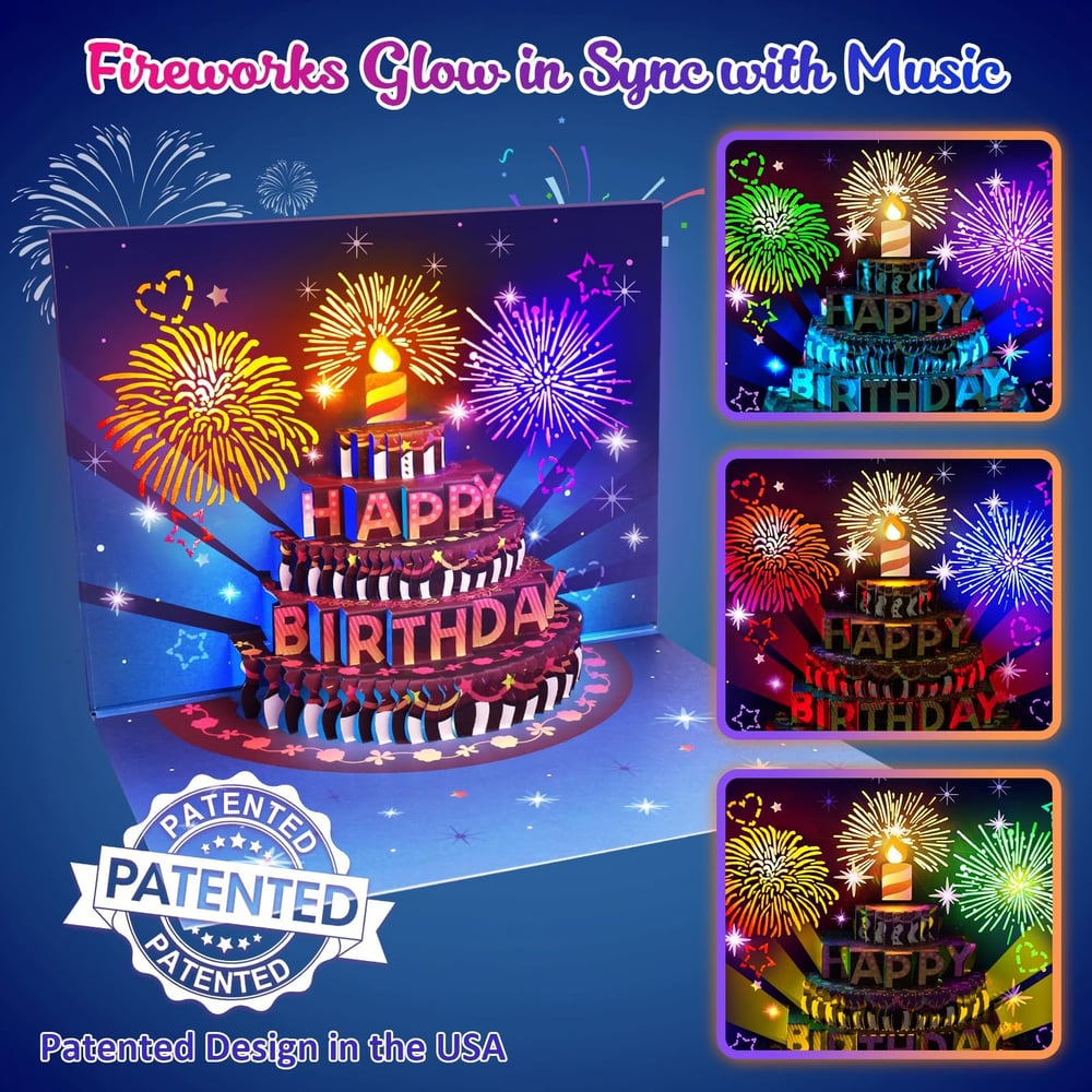 JoyBurst - Interactive Light-Up Birthday Pop-Up Card