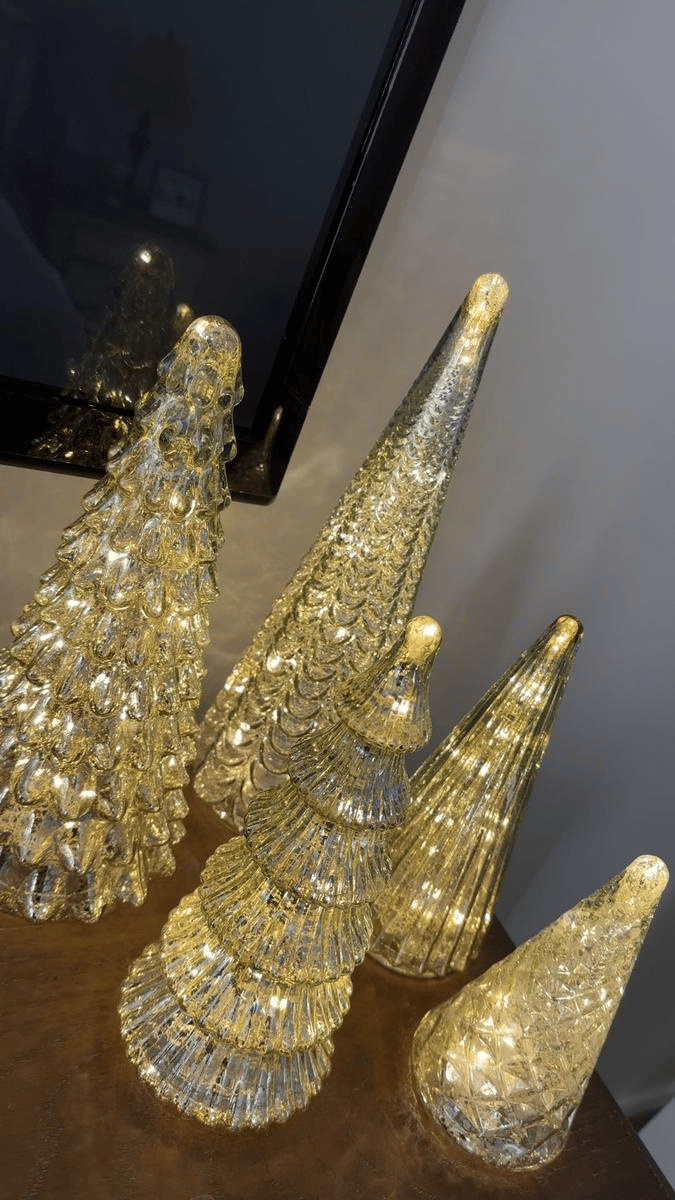ShimmerSpruce - 5-Piece Lighted Glass Trees