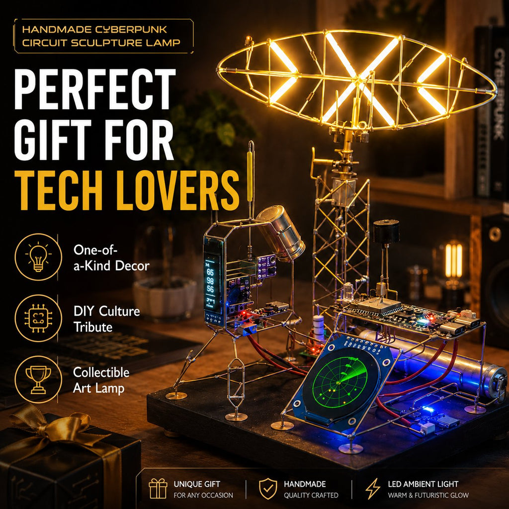 Handmade Cyberpunk Circuit Sculpture Lamp