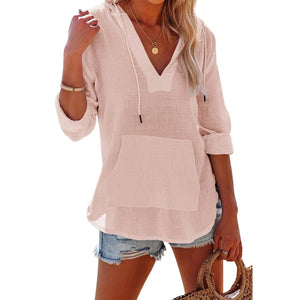 WaveLuxe - Oversized Hooded Cover Up Shirt
