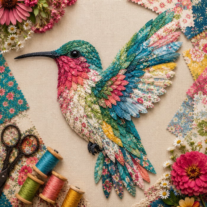 CraftNest – Handmade Patchwork Bird Hanging Kit