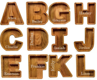 Wooden Custom Letter Piggy Bank For Kids marnetic
