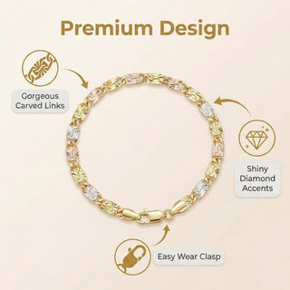 GoldenBlend – Three-Tone Link Bracelet