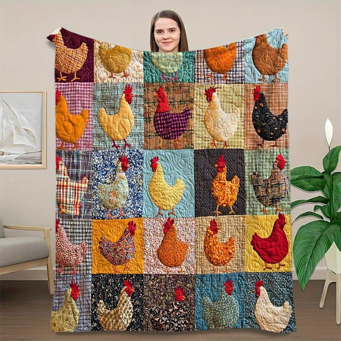 HenHaven – Vintage Chicken Flannel Blanket