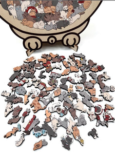 Cattitude - Morandi-Colored Wooden Puzzle