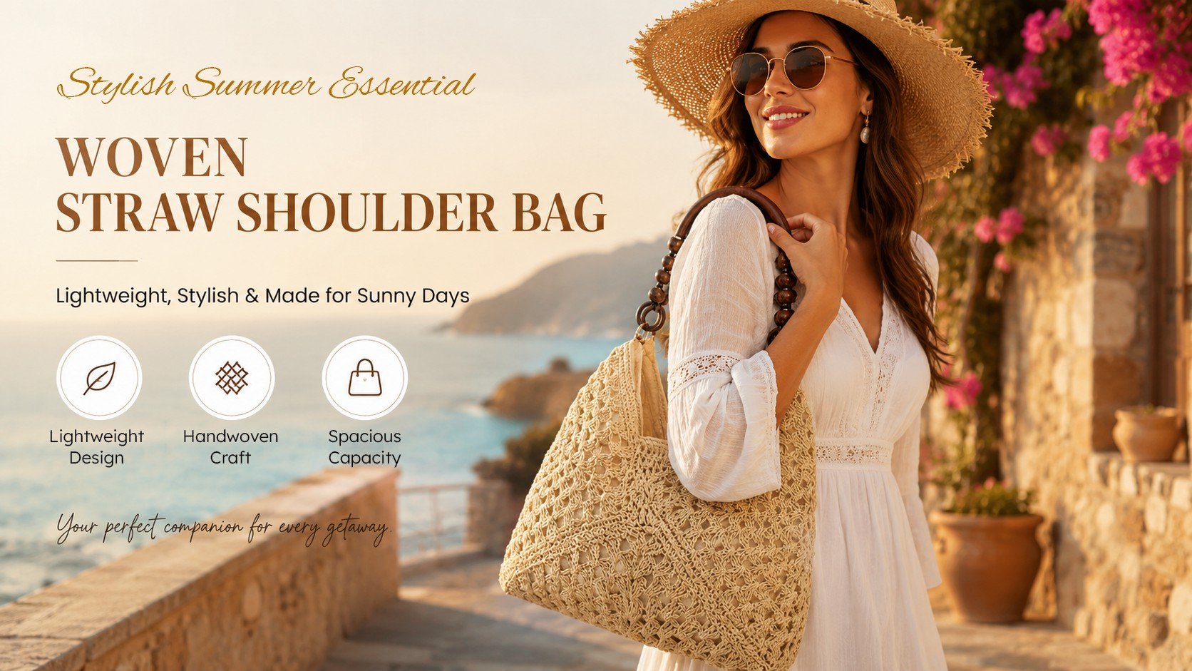 Woven Straw Shoulder Bag
