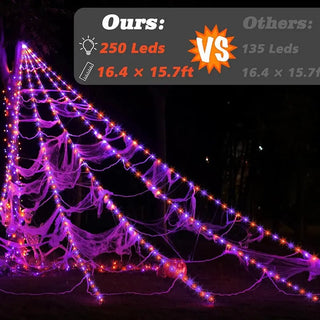 SpookGlow – Giant Purple LED Spider Web Lights