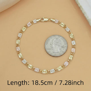 GoldenBlend – Three-Tone Link Bracelet
