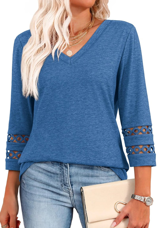 VivaVee | Trendy Long Sleeve V-Neck Tee
