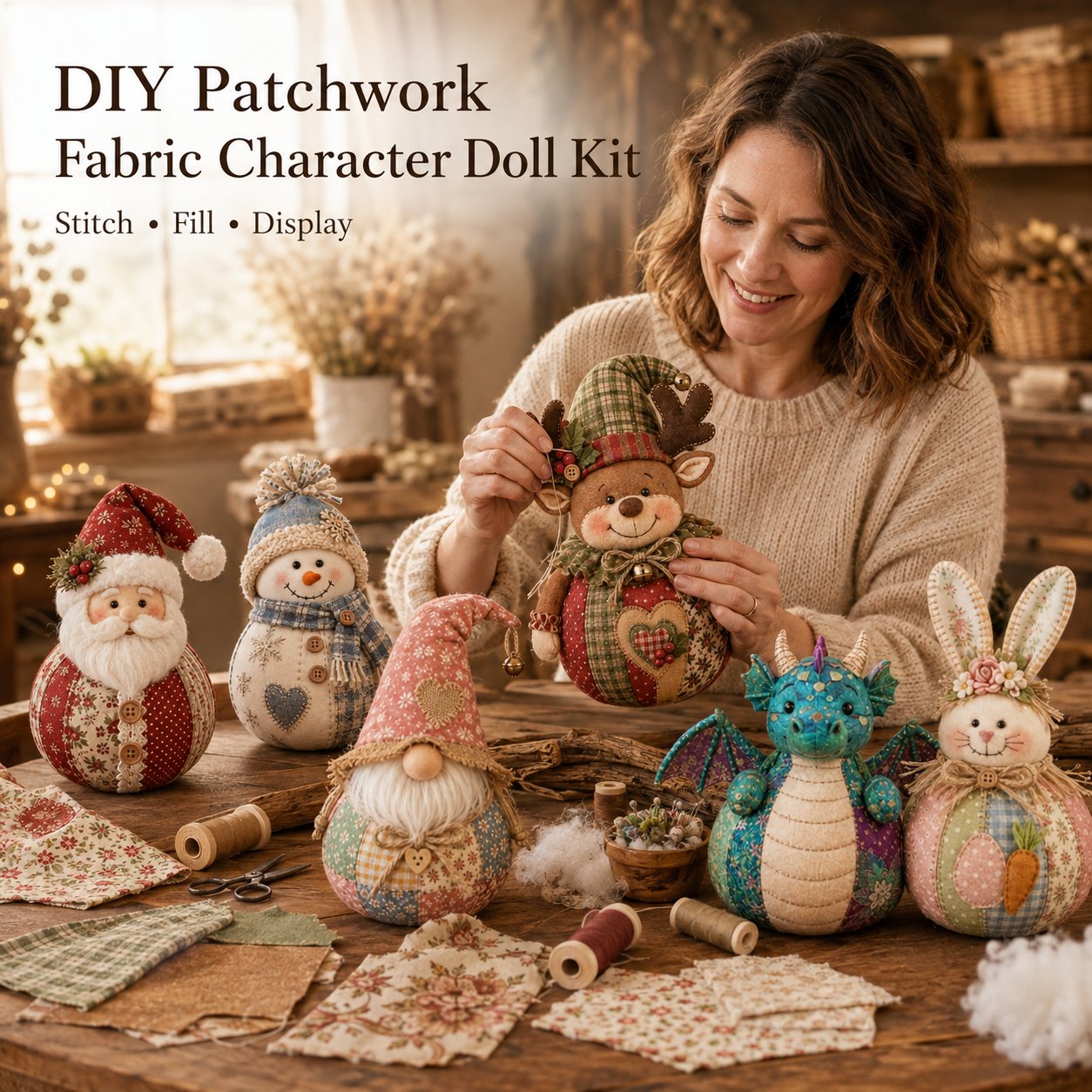 StitchBloom – Patchwork Fabric Doll DIY Craft Kit