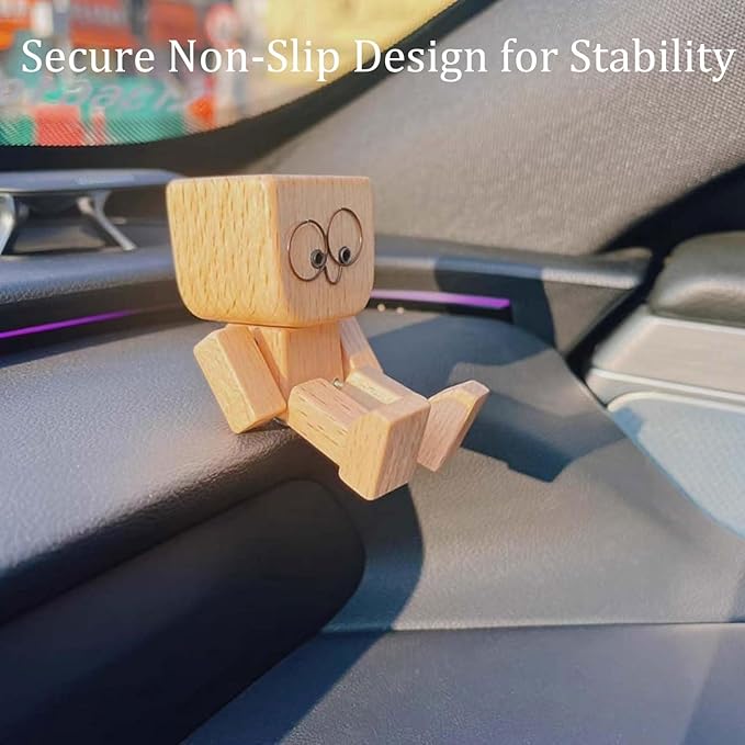WoodyBuddy | Cute Wooden Bobblehead Dashboard Decor