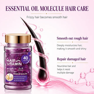 Hair Vitamin Capsules Infused with Violet Vitamins & Argan Oil for Color-Treated & Permed Hair Smooths Frizz Restores Silkiness & Shine 40 Capsules.