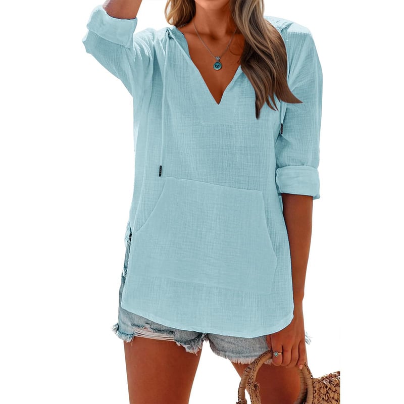 WaveLuxe - Oversized Hooded Cover Up Shirt