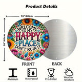 PetalHaven - “My Happy Place” Round Metal Wall Décor
