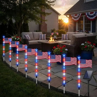 LibertyShine – 8 Solar American Flag Garden Lights