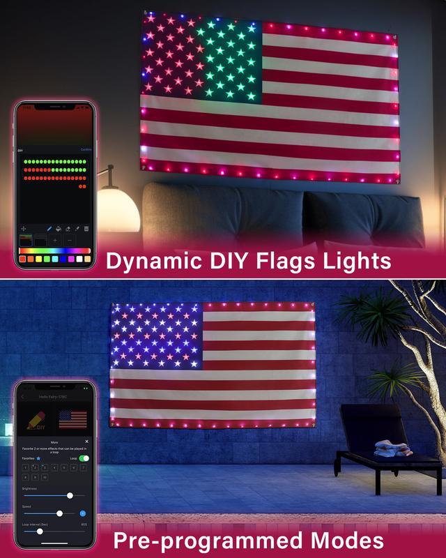 StarBeam – 3x5 FT Smart American Flag Lights with App Control