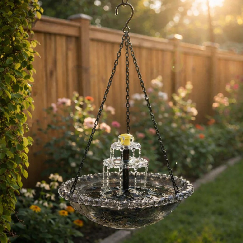 SolarCascade – Hanging Bird Bath Fountain