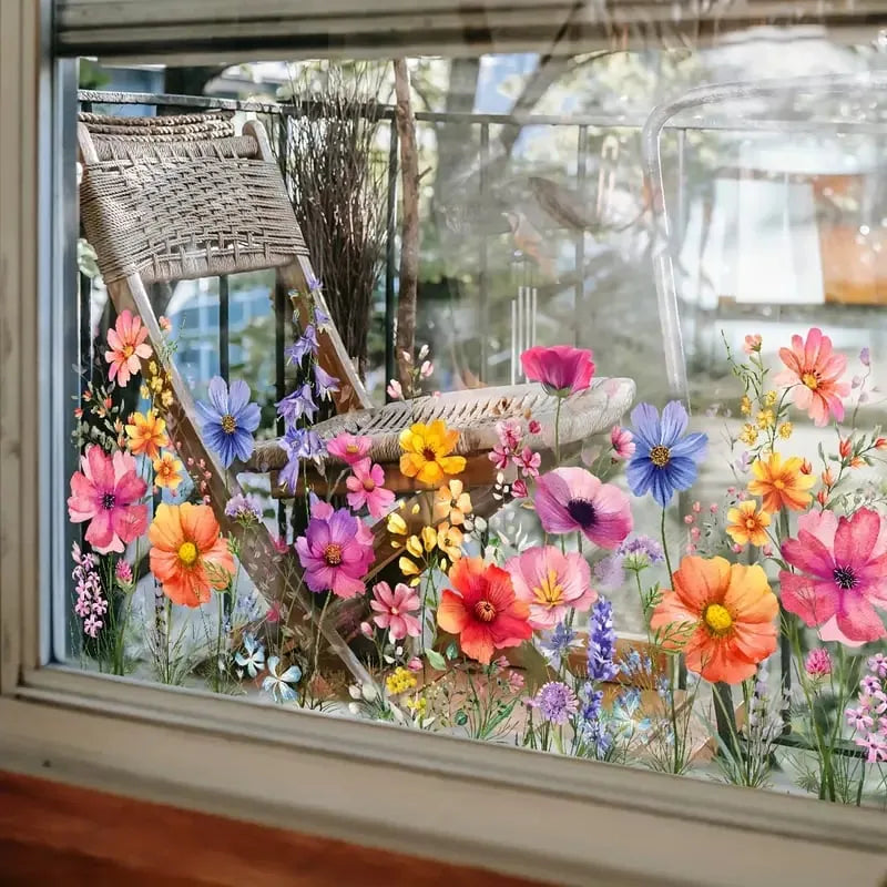BloomView - Colorful Floral Bouquet Window Sticker