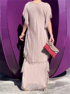 LumiSilk – Classic V Neck Formal Maxi Dress