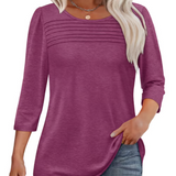 LuxeDrape - Elegant Pleated Front T Shirt