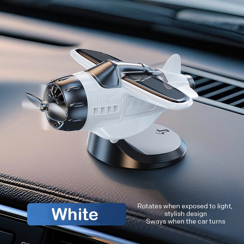 SkySpin – Retro Solar Airplane Dashboard Ornament