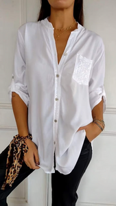 SparkleFlare | Stylish V-Neck Casual Top