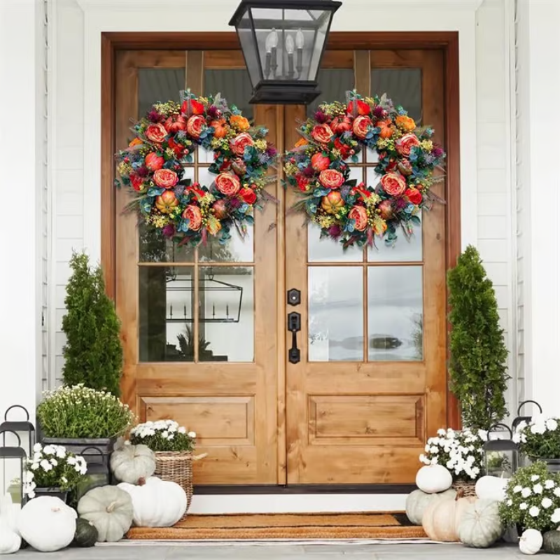 DoorDelight - Enchanting Peony & Pumpkin Wreath