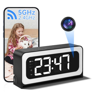 Smart Digital Clock Camera with Dual Band WiFi (5GHz & 2.4GHz) | Home Security & Real-Time Monitoring System