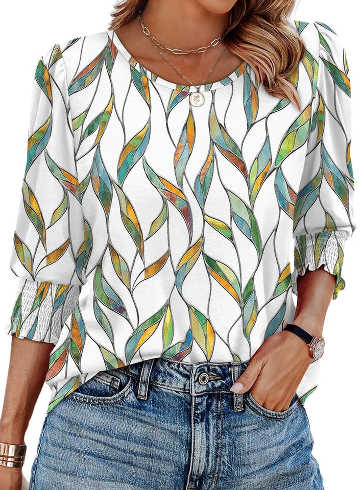 StyleBreeze – Elegant Relaxed Fit 3/4 Sleeve Top