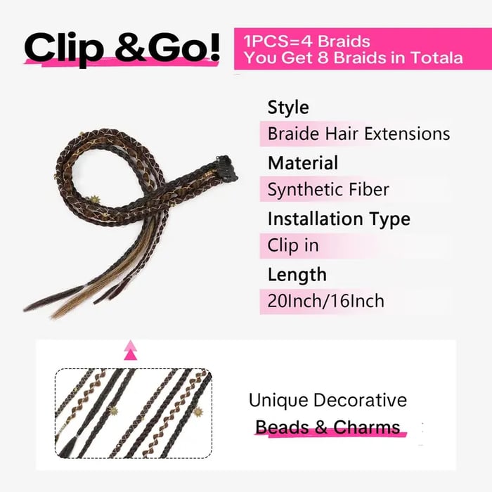 BohoGlow – Beaded Clip-In Braids