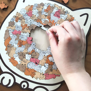 Cattitude - Morandi-Colored Wooden Puzzle