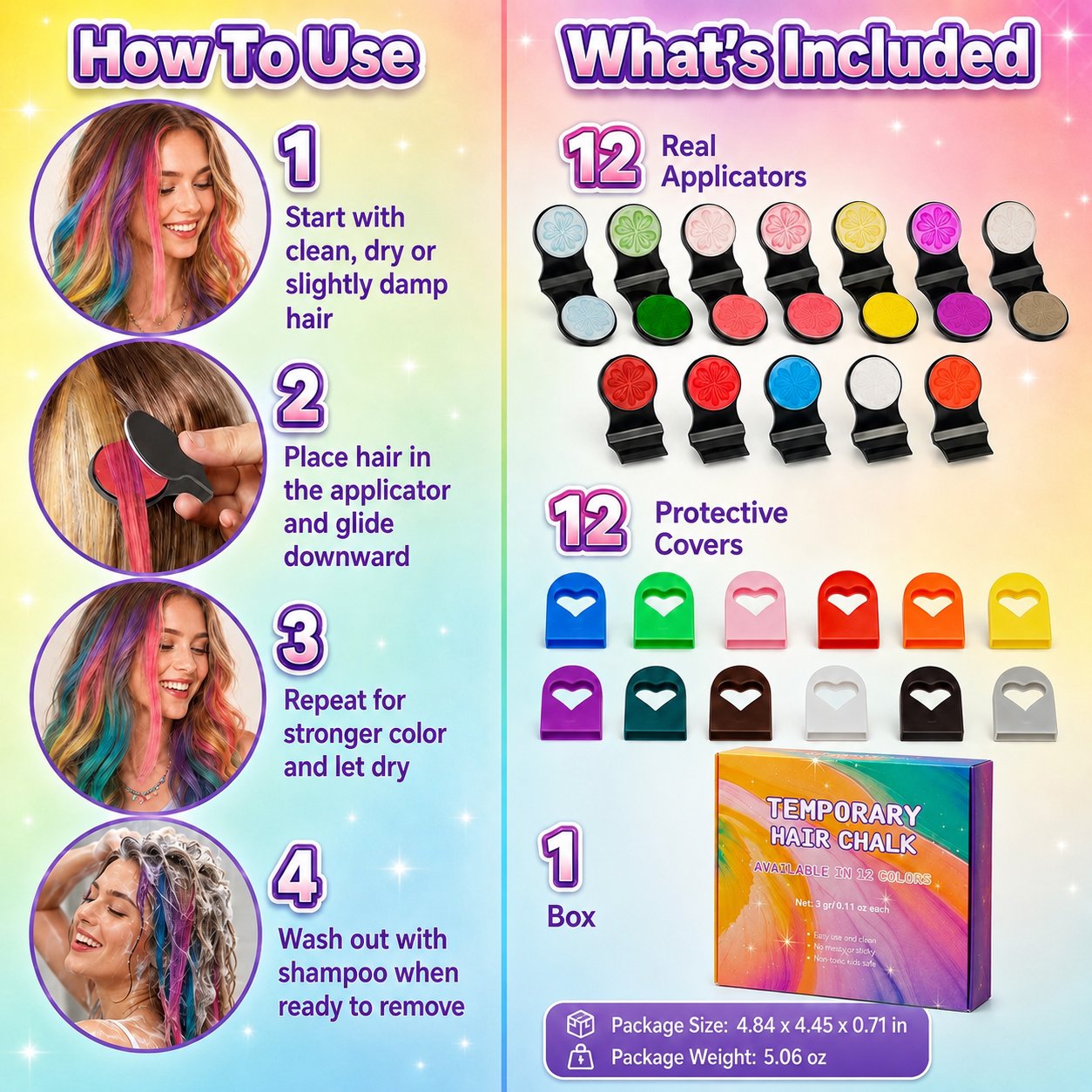 ColorRush – 12-Color Temporary Hair Chalk Applicator Set