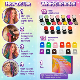 ColorRush – 12-Color Temporary Hair Chalk Applicator Set