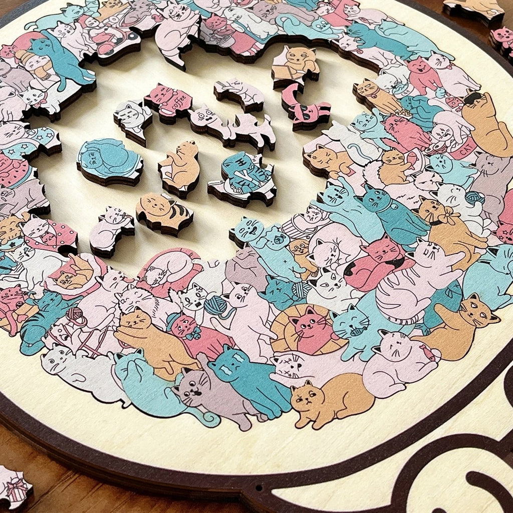 Cattitude - Morandi-Colored Wooden Puzzle