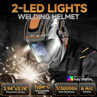 ⚡Auto-Darkening Welding Helmet | 400LM Dual LED | 1/300000s Response | True Color Panoramic View | 6 Arc Sensors